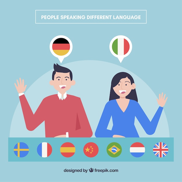 Language people speak. People speaking different languages.