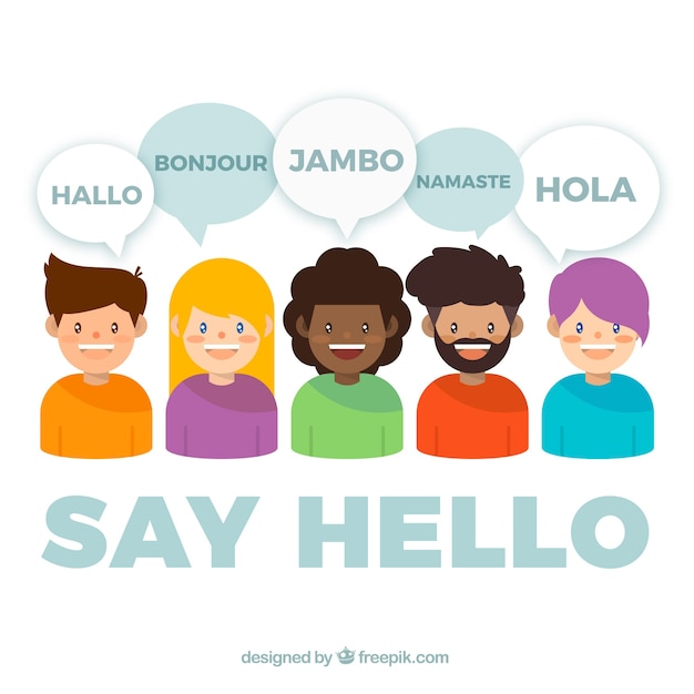 Free Vector | Flat people with speech bubbles in different languages