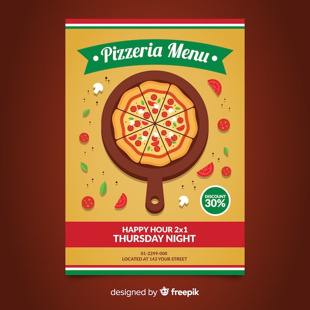 Free Vector Flat Pizza Flyer Template