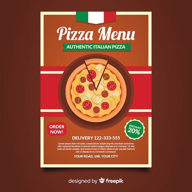 Free Vector Flat Pizza Flyer Template