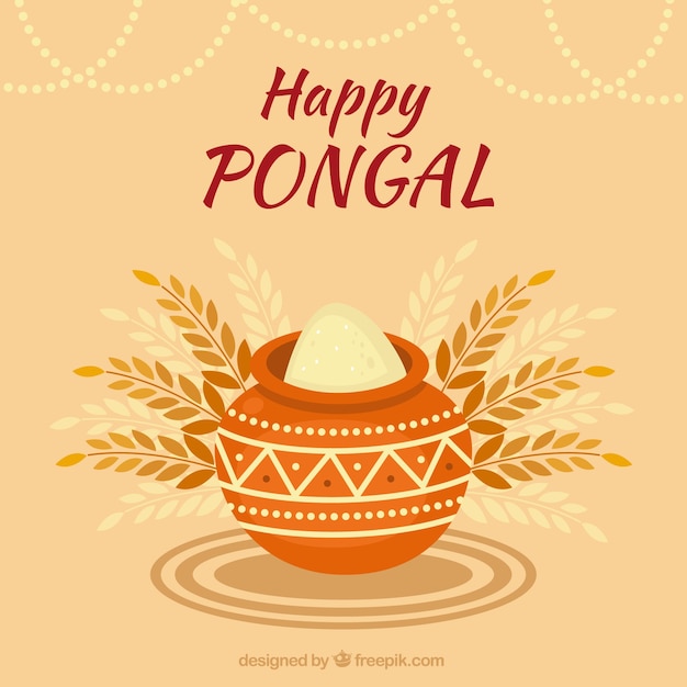 Flat Pongal Background With Pot And Rice Stock Images Page