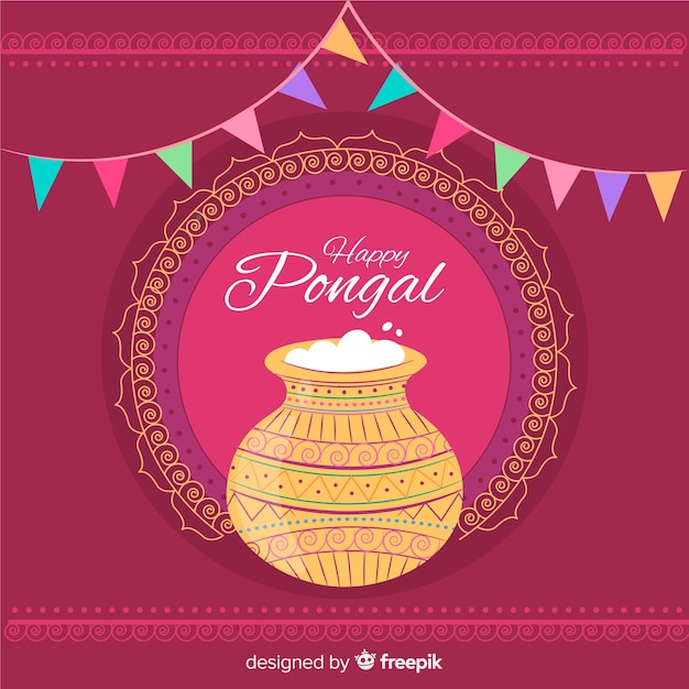 free vector flat pongal background free vector flat pongal background