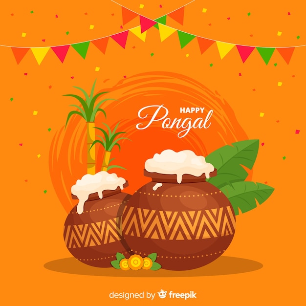 free vector flat pongal background free vector flat pongal background