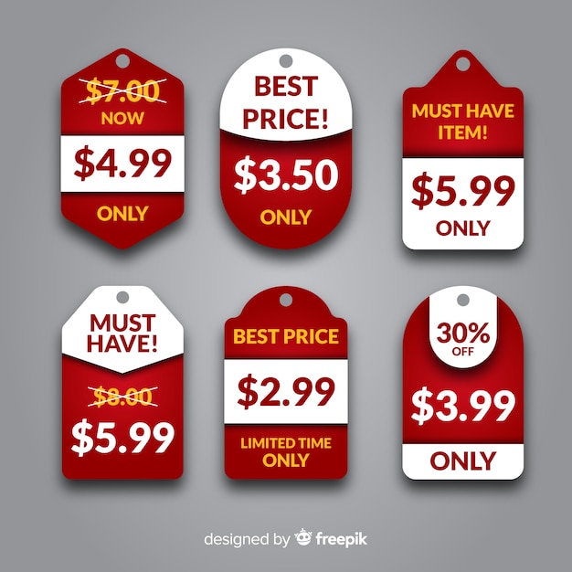 Free Vector Flat price label collection