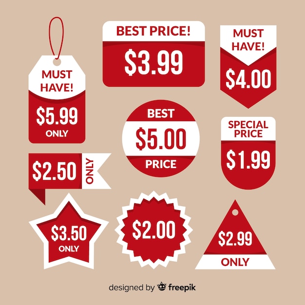 Premium Vector Flat Price Label Collection