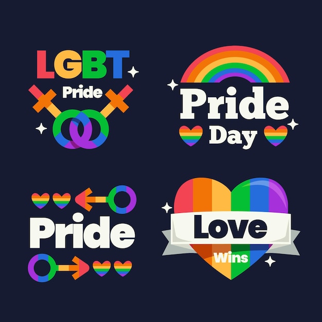 Free Vector | Flat pride day badge collection