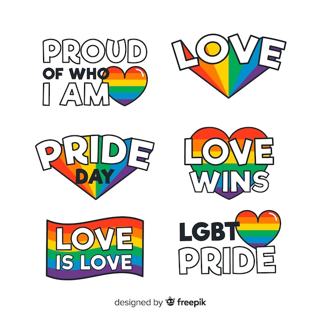 Flat pride day labels collection Vector | Free Download