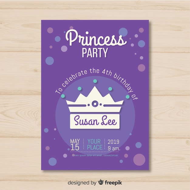 Download Flat princess party invitation | Free Vector