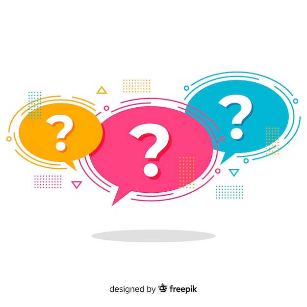 Flat question mark in speech bubble set Free Vector