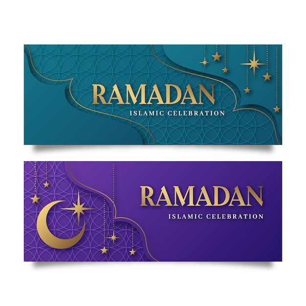 Premium Vector | Flat ramadan banners