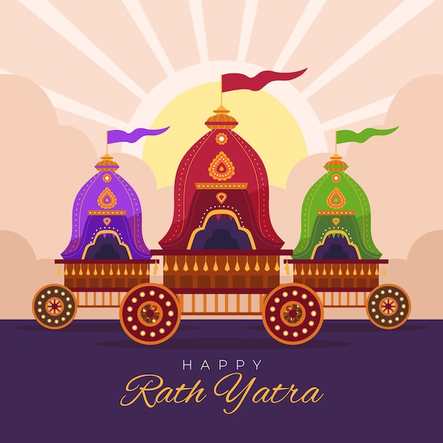 Free Vector | Flat rath yatra illustration