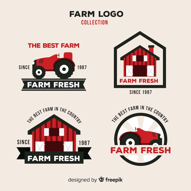 Download Free Flat Red Farm Logo Collection Free Vector Use our free logo maker to create a logo and build your brand. Put your logo on business cards, promotional products, or your website for brand visibility.