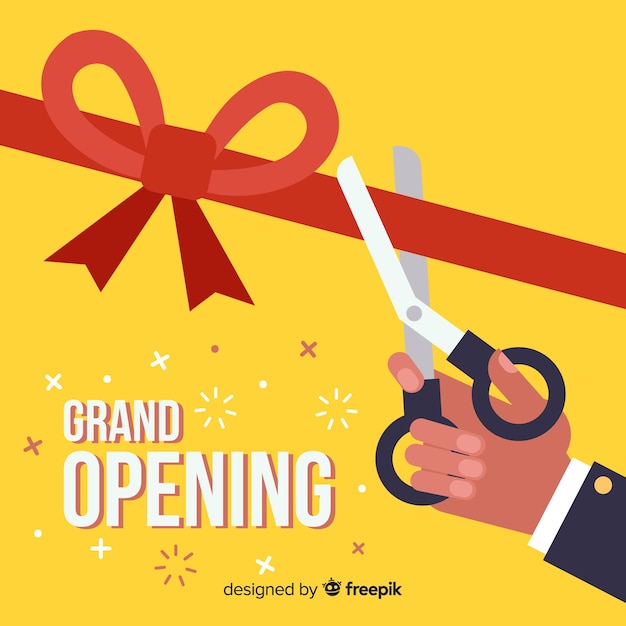 Free Vector | Flat red ribbon grand opening background