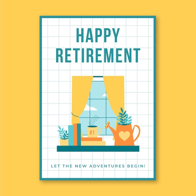Flat Retirement Greeting Card Template Free Vectors