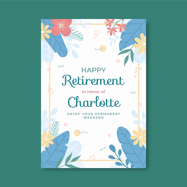 Free Vector | Flat retirement greeting card template