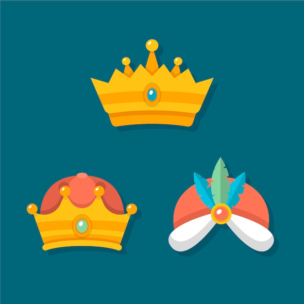 Free Vector Flat Reyes Magos Crowns Collection