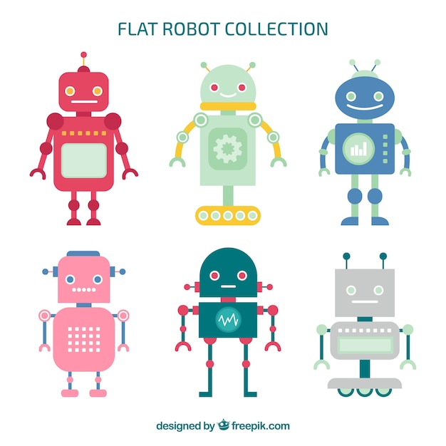 Free Vector | Flat robot character collection