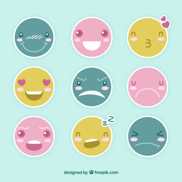 Free Vector | Flat rounded smiley collection