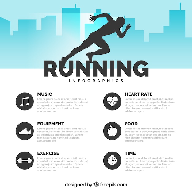 Download Free Vector | Flat running infographic with silhouette