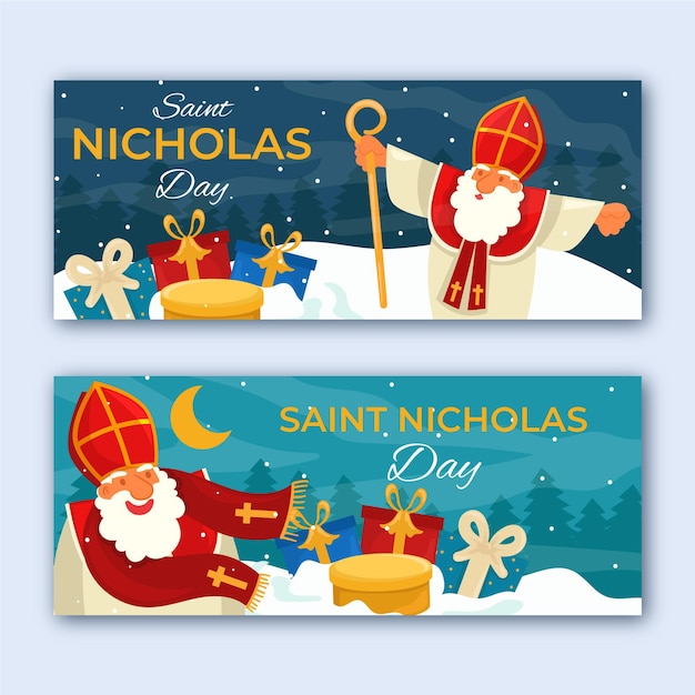 Free Vector | Flat saint nicholas day horizontal banner