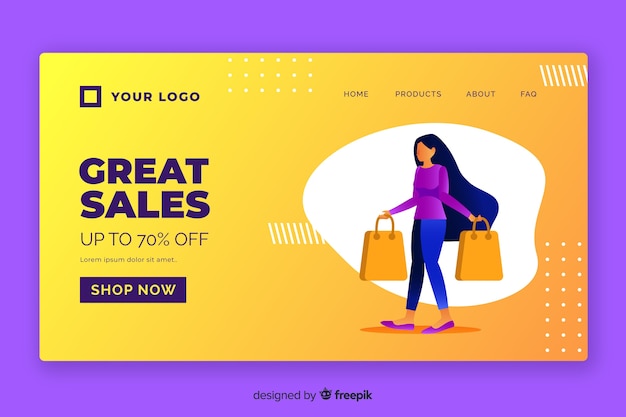 Free Vector Flat sales landing page template