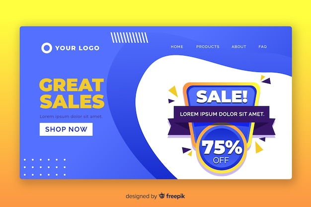 Free Vector Flat sales landing page template