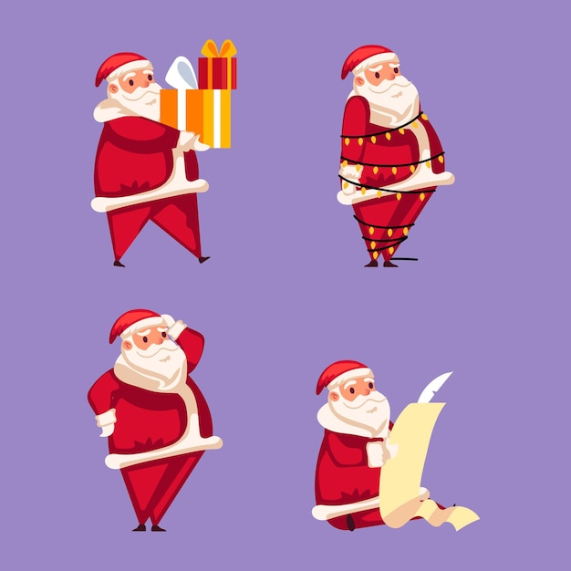 Free Vector Flat Santa Claus Character Collection