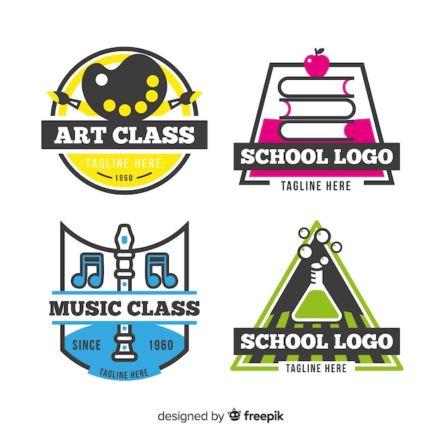 Download Free Download Free Flat School Logo Template Collection Vector Freepik Use our free logo maker to create a logo and build your brand. Put your logo on business cards, promotional products, or your website for brand visibility.