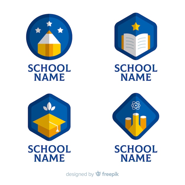 Download Free Free Vector Flat School Logo Template Collection Use our free logo maker to create a logo and build your brand. Put your logo on business cards, promotional products, or your website for brand visibility.