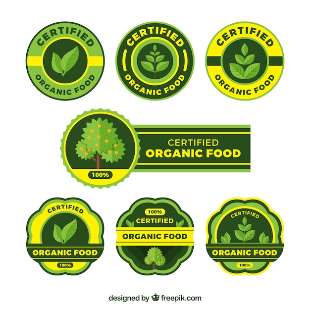 Download Free Download Free Flat Set Of Green And Yellow Organic Food Labels Use our free logo maker to create a logo and build your brand. Put your logo on business cards, promotional products, or your website for brand visibility.