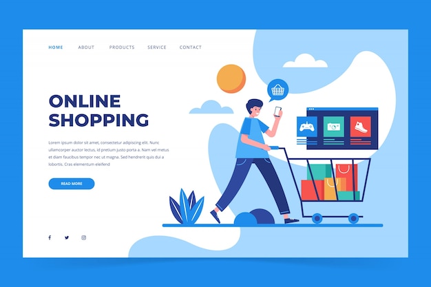 Free Vector | Flat shopping online landing page