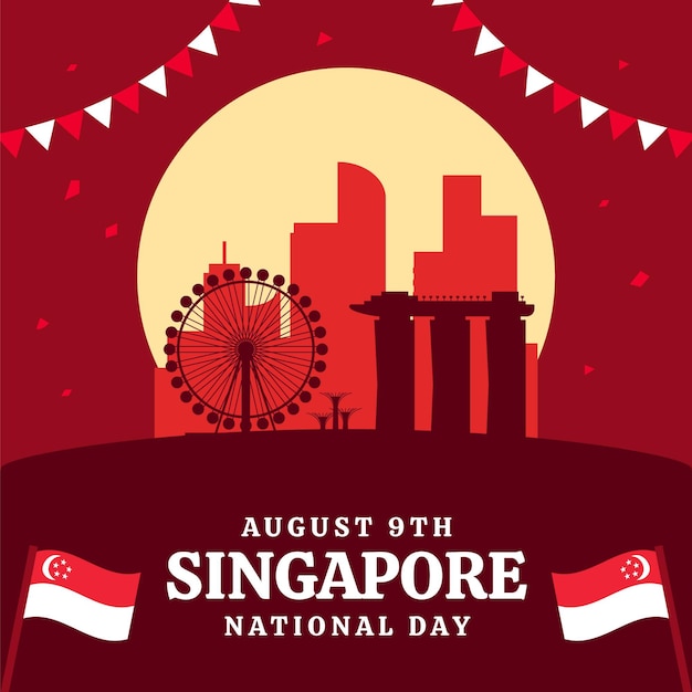 Free Vector | Flat singapore national day illustration