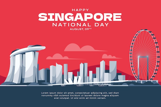 フラット シンガポール建国記念日イラスト 無料のベクター