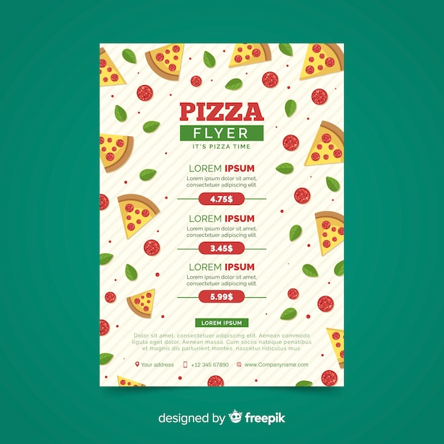 Flat Slices Pizza Flyer Template 