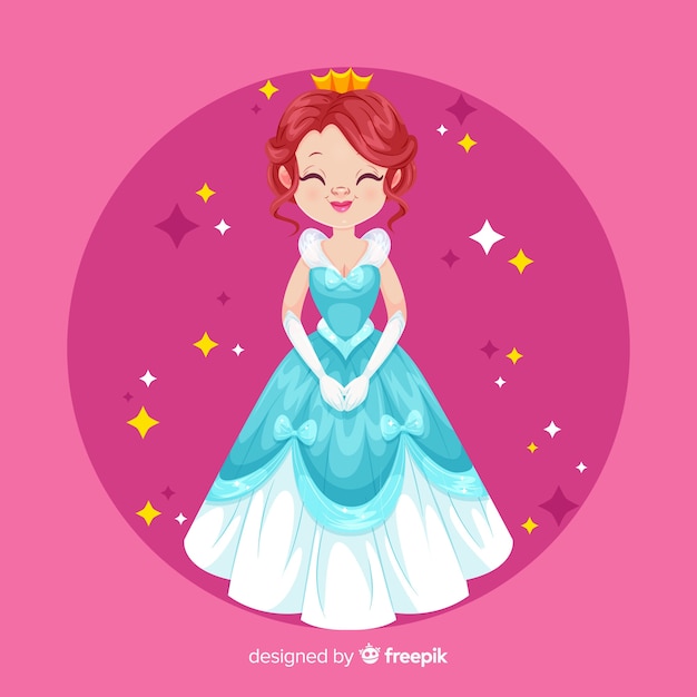 Flat smiling princess portrait Vector | Free Download