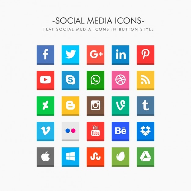 Flat social media icons pack Vector | Free Download