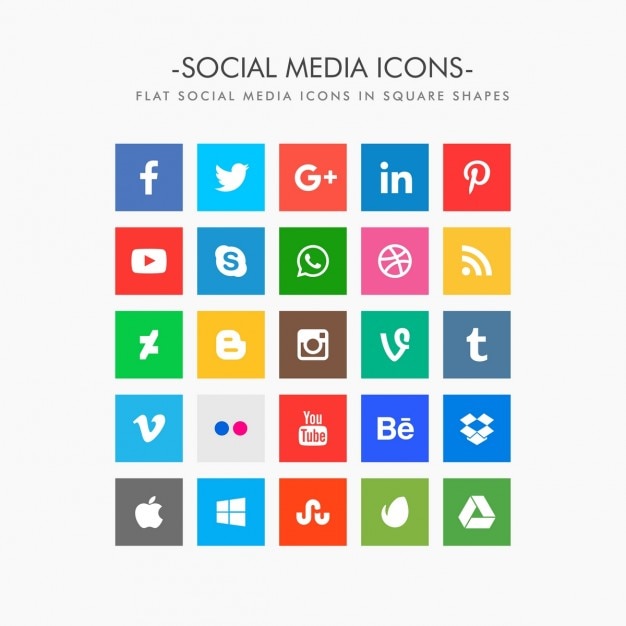 Flat Social Media Icons Set Vector Download