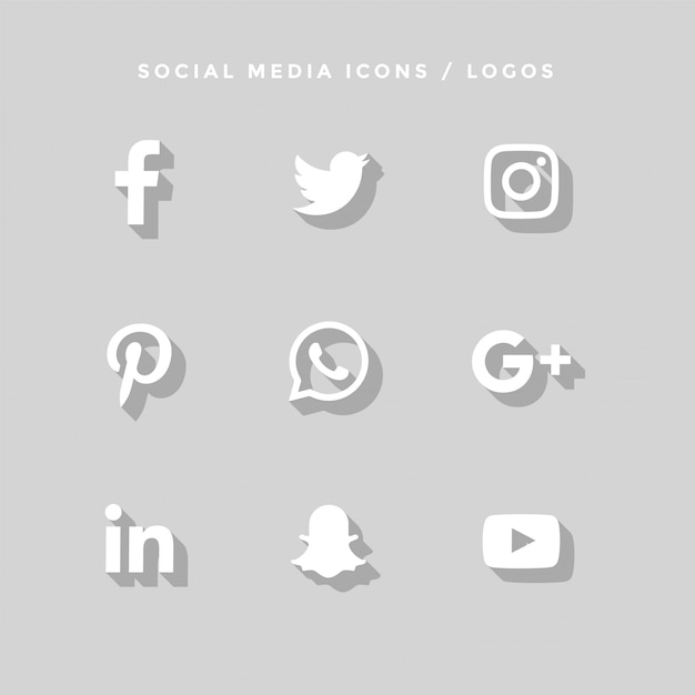 flat social media icons with shadows vector