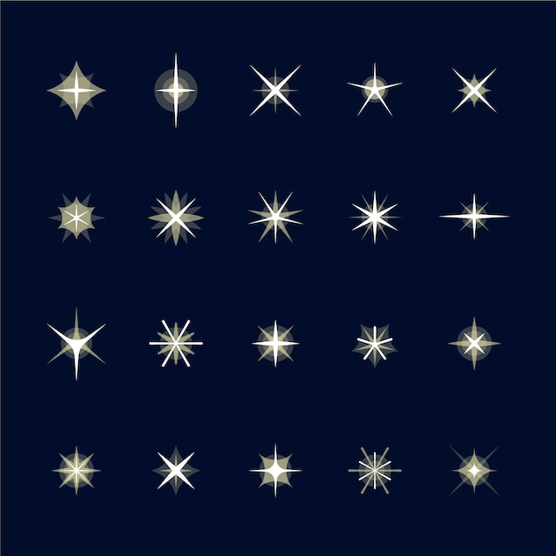 Premium Vector Flat Sparkling Star Collection