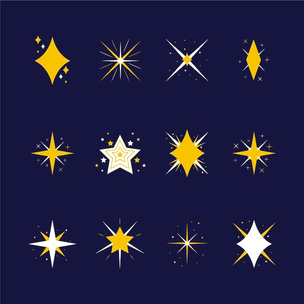 Free Vector Flat Sparkling Stars Collection