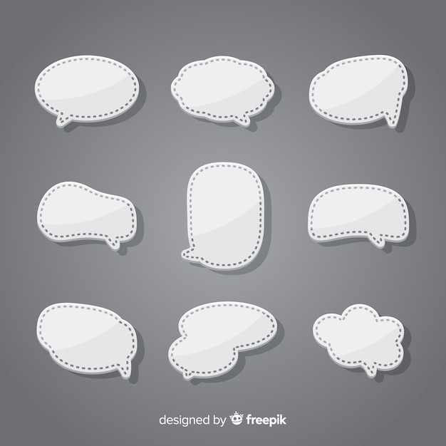 Flat speech bubble collection in paper style Free Vector