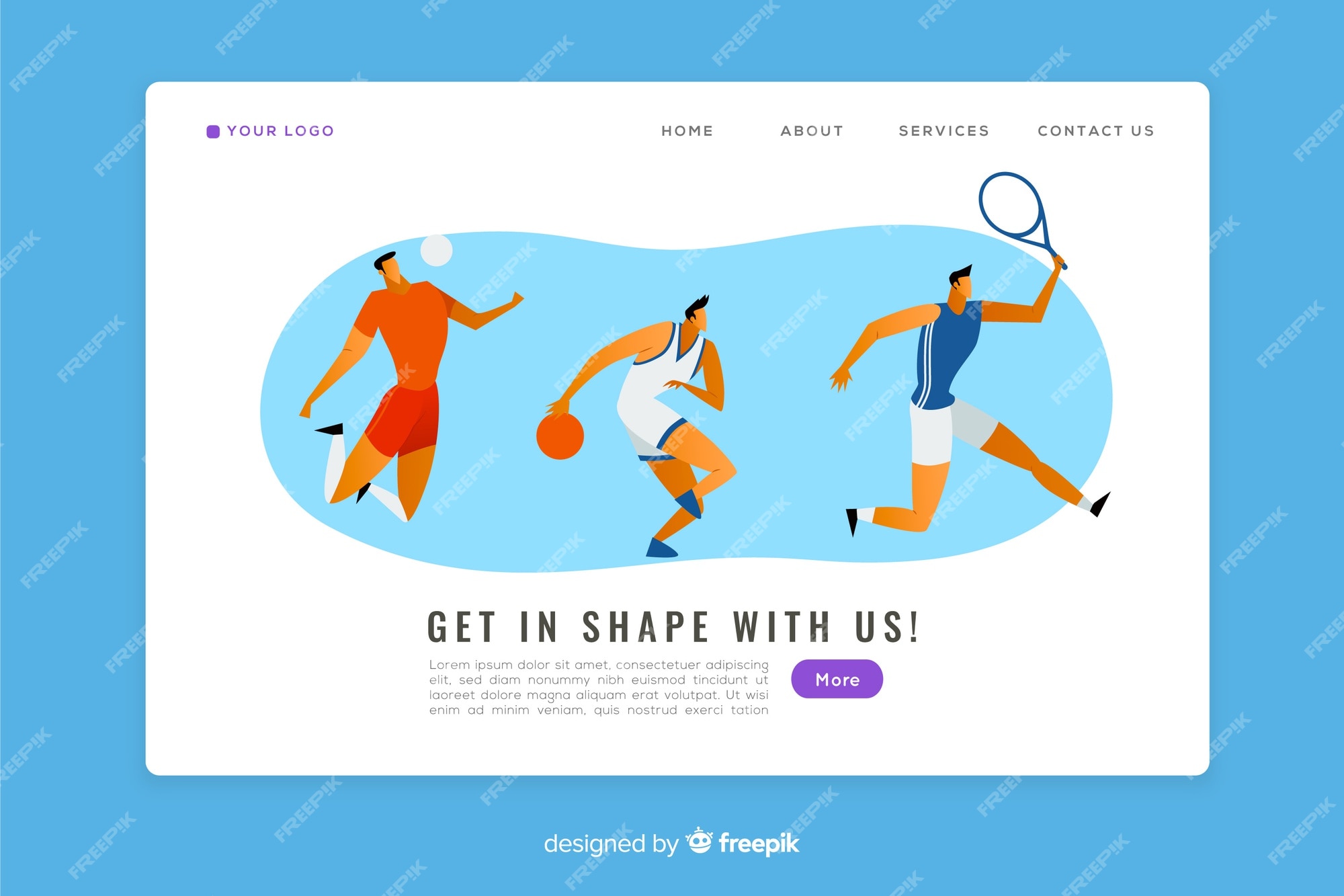 Free Vector | Flat sport landing page template