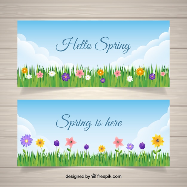 Flat spring banners