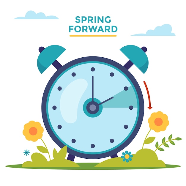 Premium Vector | Flat spring forward illustration