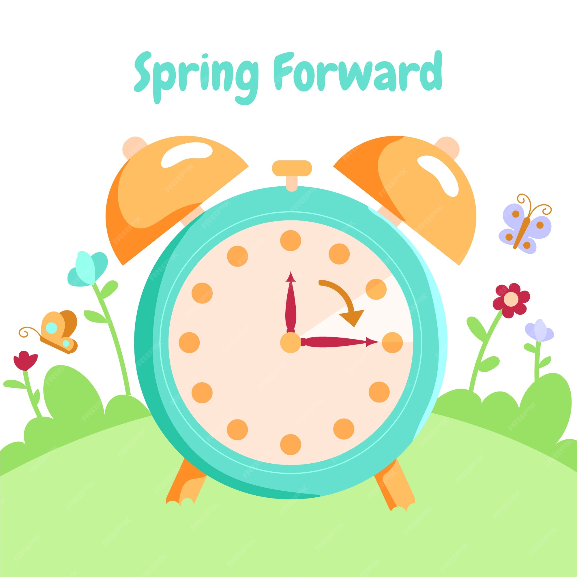 Free Vector | Flat spring forward illustration