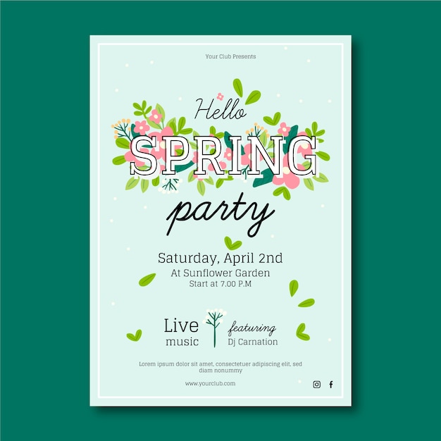 free-vector-flat-spring-party-flyer-template