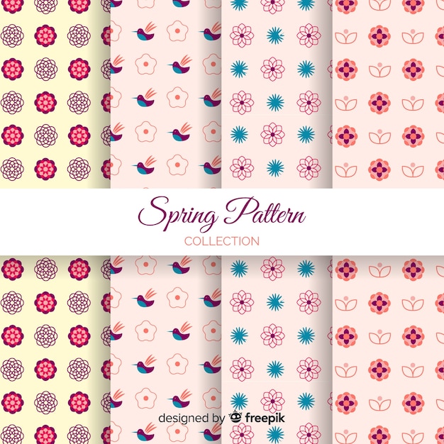 Flat spring pattern collection Free Vector