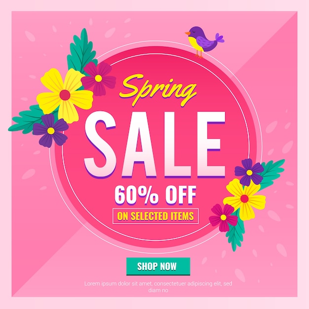 Free Vector | Flat spring sale banner with special offer