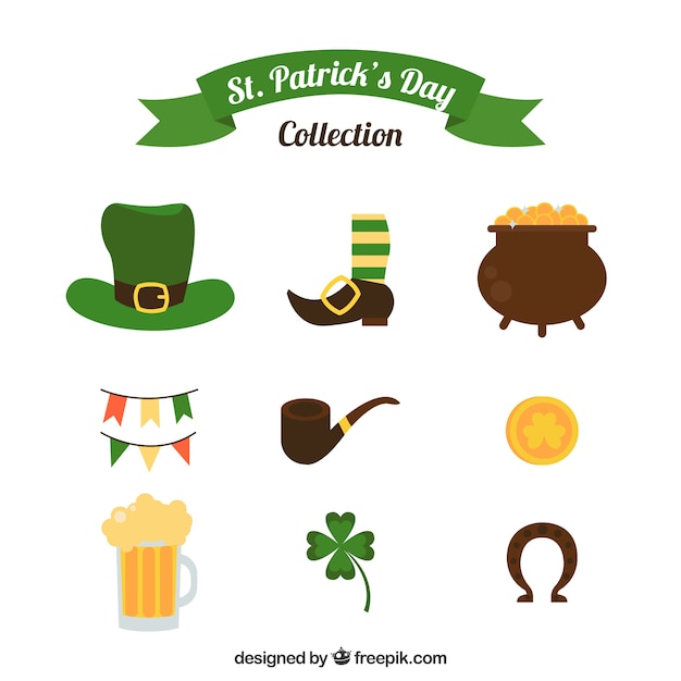 Flat st. patrick\'s day elements\
collection