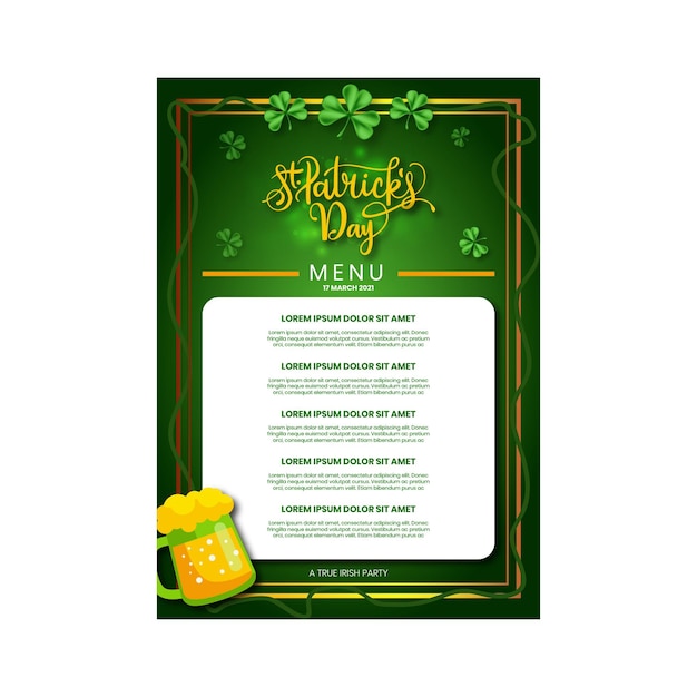 Free Vector Flat st. patrick's day menu